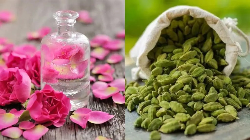 rose water and green cardamom